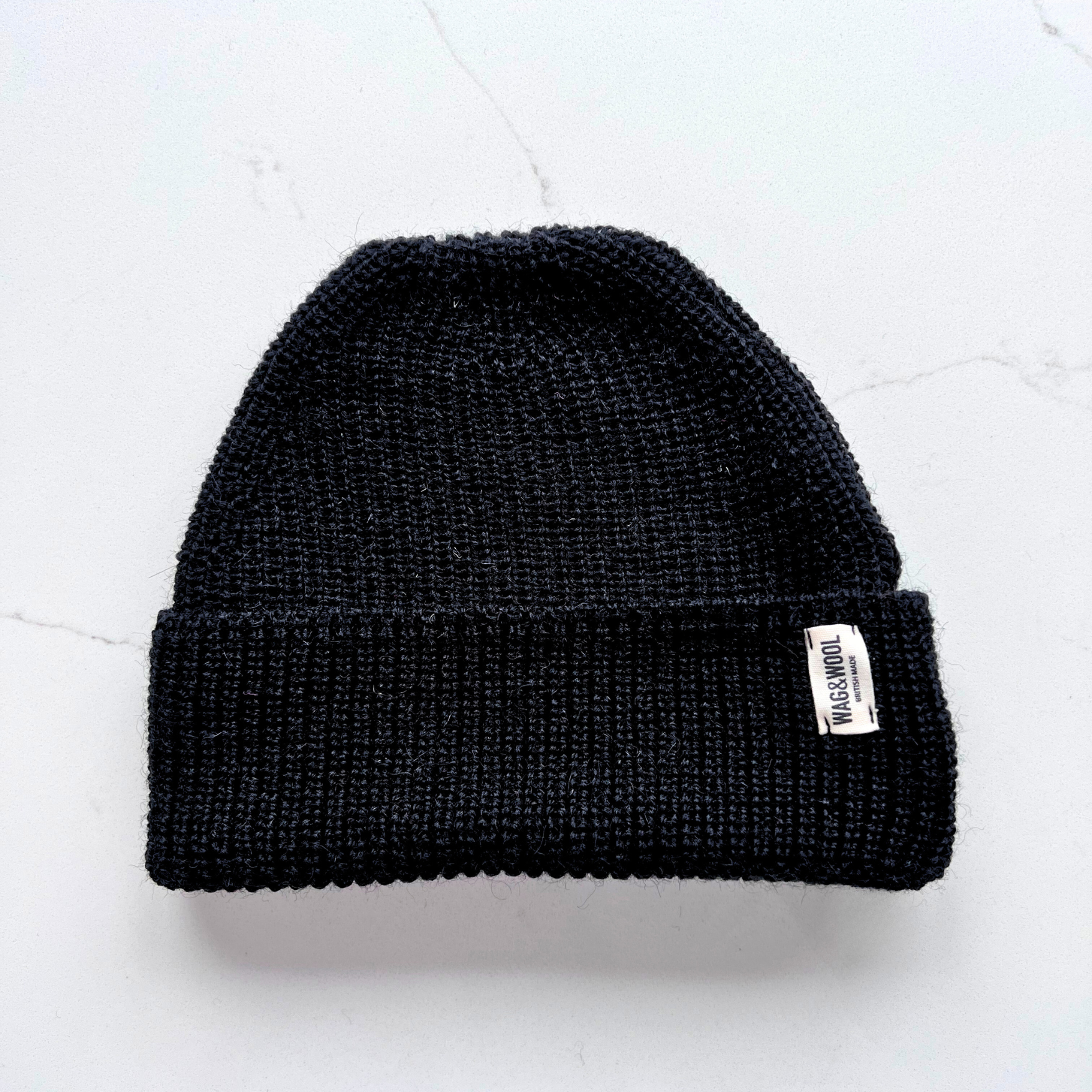 Jet Black British Wool beanie Hat