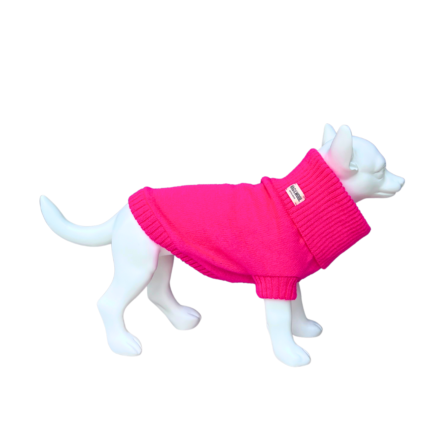 british wool dog jumper in fandango pink