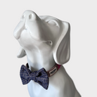 Navy Textured Woven Dog Bow Tie on a mannequin