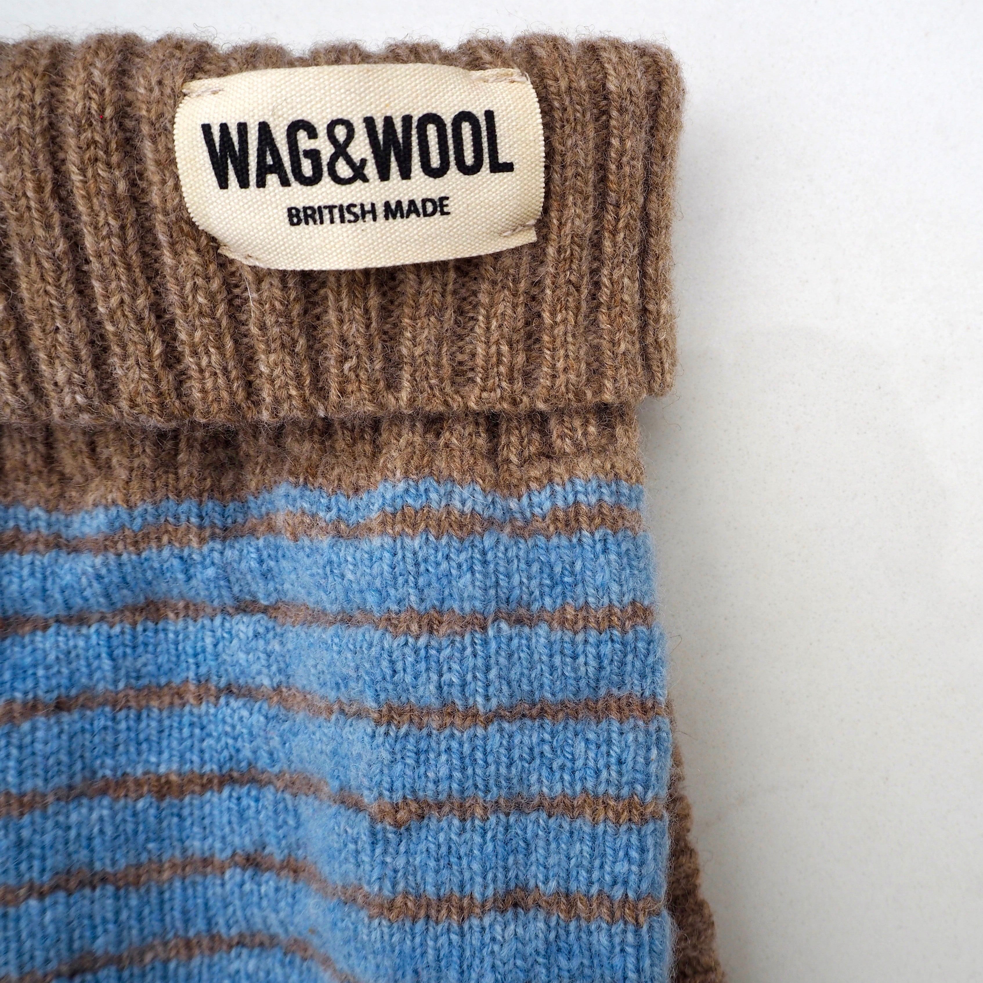 Stripe Blue Dog Jumper In Pure Wool | Sustainable & British Made – WAG ...