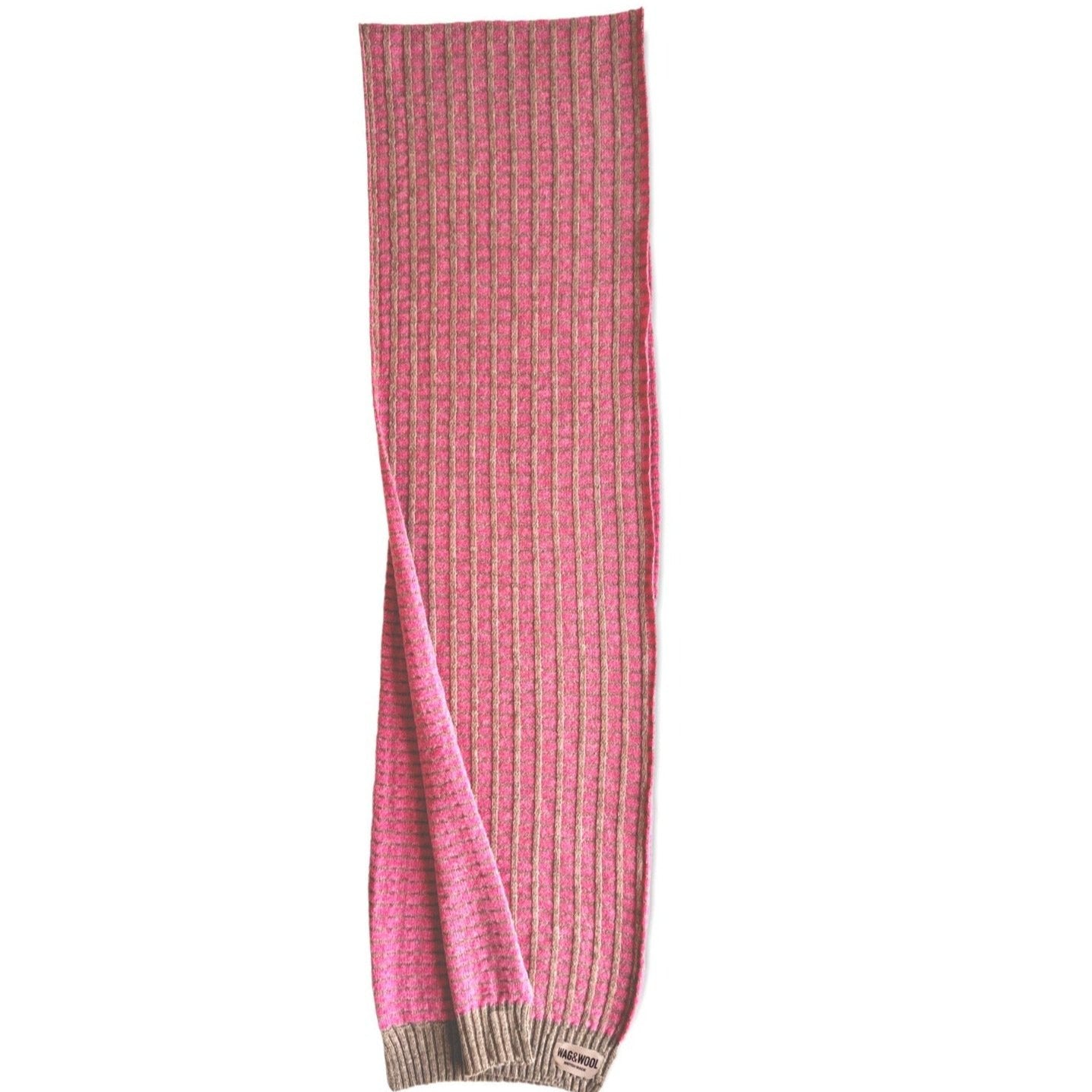 pink wool scarf flat lay 