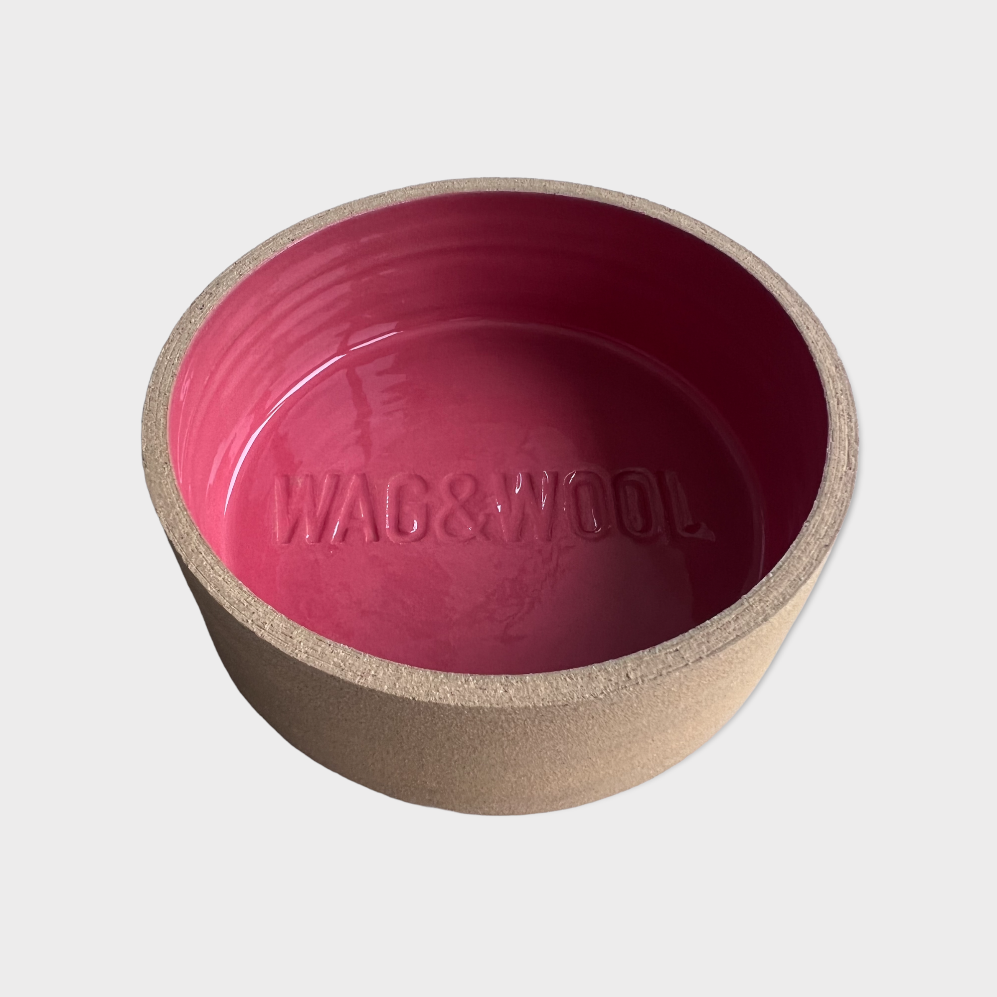 pink handmade dog bowl 